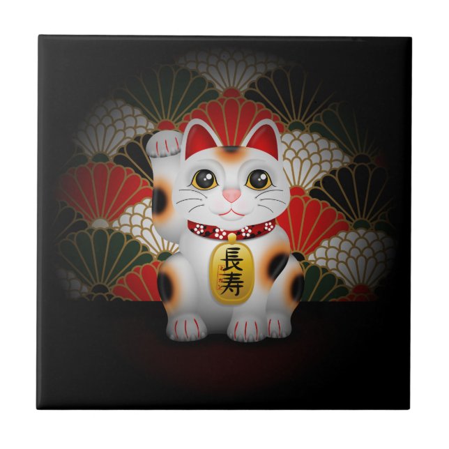 Maneki cerâmico branco Neko (Frente)