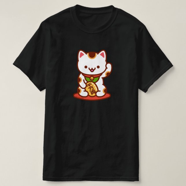 MANEKI-NEKO - Camiseta Gato Sortudo - Branco (Frente do Design)
