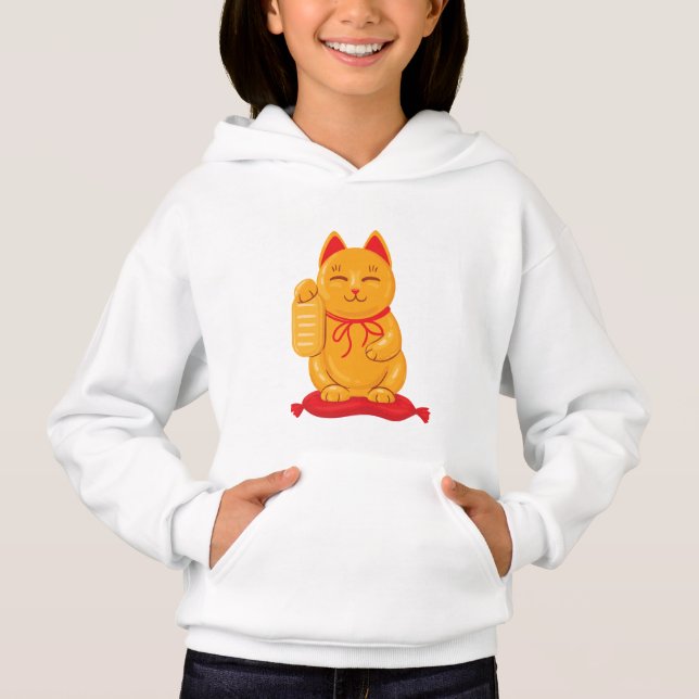 Maneki Neko Dourado Cat, Símbolo de Riqueza (Frente)
