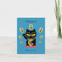 Maneki Neko Lucky Poilue Cartão de Nota Dobrada