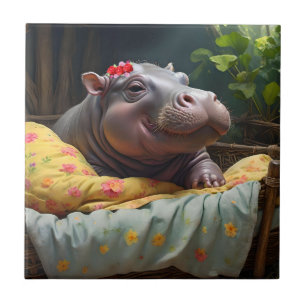 "Manhã: Bebês Acordares de Hippo na Cesta,