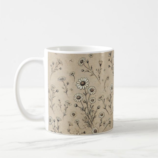 Manhã Bloom: A Caneca Floral de Café (Esquerda)