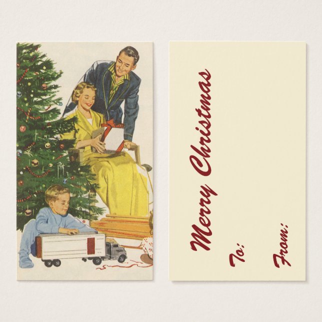 Manhã de Natal Antiga, Família Abrindo Presentes (Frente & Verso)