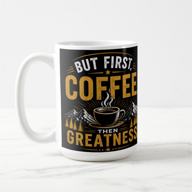 Manhãs frescas com caneca de café pepup (Esquerda)
