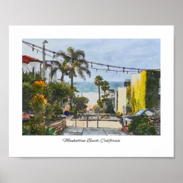 Manhattan Beach, California Watercolor Impressão