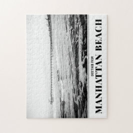 Manhattan Beach Pier Black and White Quebra-cabeça