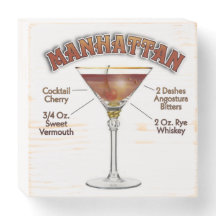 Manhattan Cocktail Recebe Art 6"x6" 