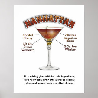 Manhattan Cocktail Recebe Impressão de art 16"x20"