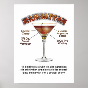 Manhattan Cocktail Recebe Poster de Impressão art 