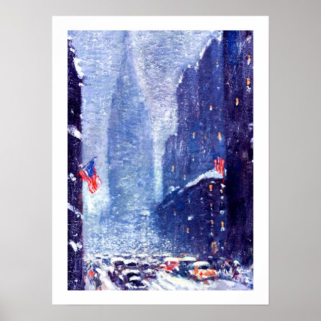 Manhattan Winter Scene painting. Impressão de arte (Frente)