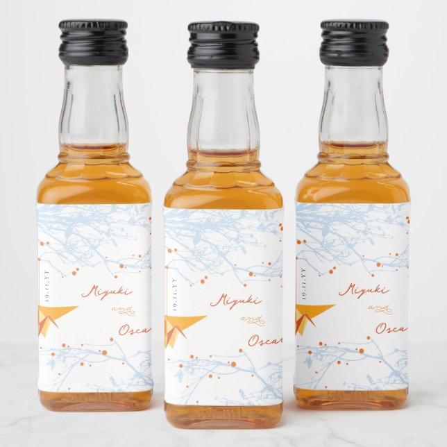 Manipulação de Papel Laranja Origami Gruas Casamen (Garrafas)