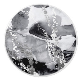 Manípulo de puxar cerâmica, preto, branco e cinza