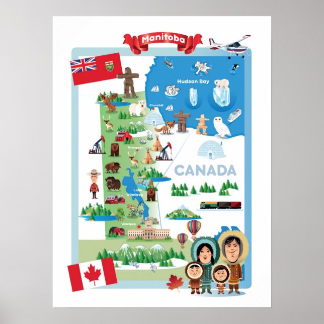 Manitoba Canada Cartoon Poster (Frente)