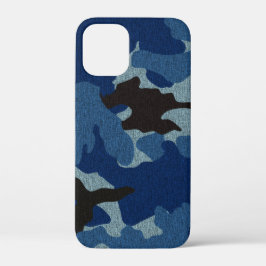 Manly Blue Camo Faux Cloth Camouflage Padrão Slim