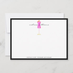 Mannequin Flat Notecard de Vestido de Aquarela Ros