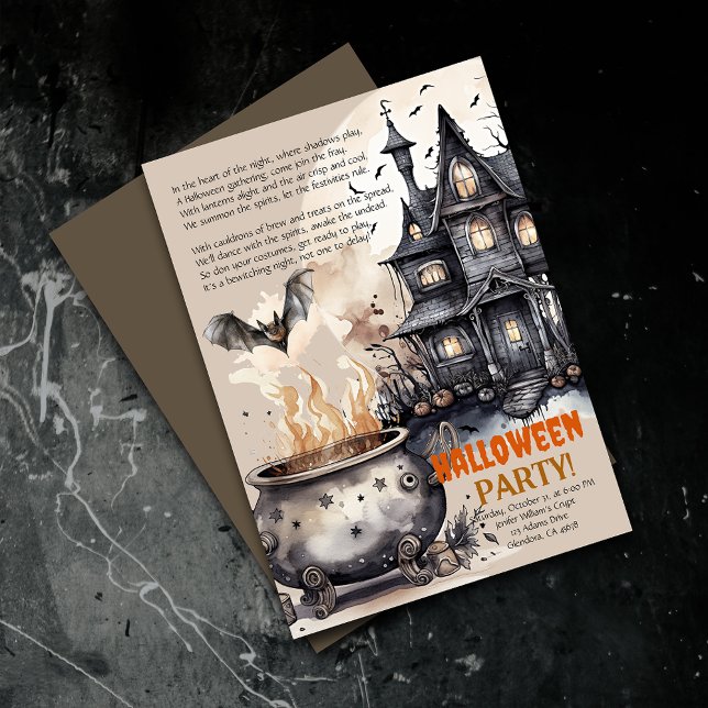 Mansão Assombrada | Convite Poema da Caldeira Sini (Elevate your upcoming event with uniquely spooky and captivatingly designed Halloween invitations!)