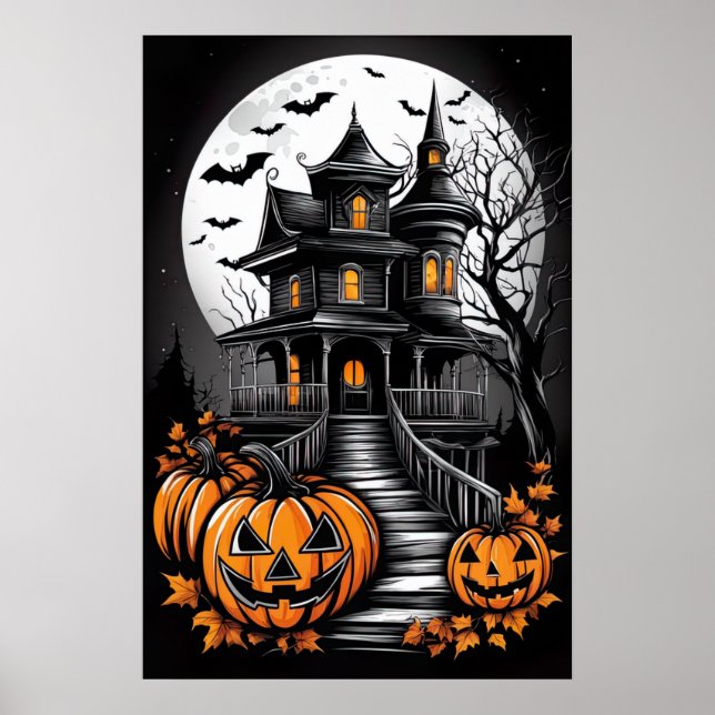 Mansão de Sombras, Poster de Halloween Assombrante (Frente)