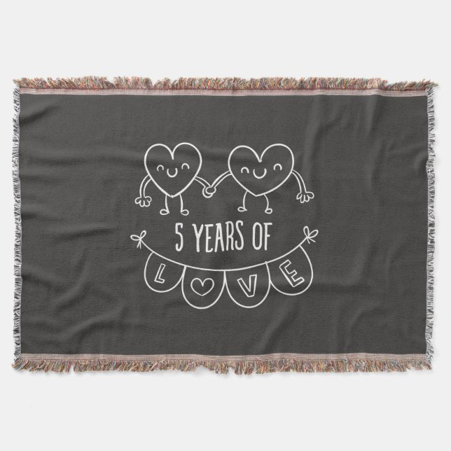 Manta 5 Anniversário Gift Chalk Hearts (Frente)