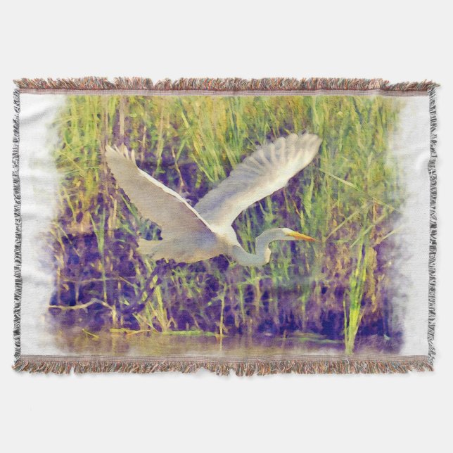 Manta Aberto do Egret 5 Watercolor Throw (Frente)