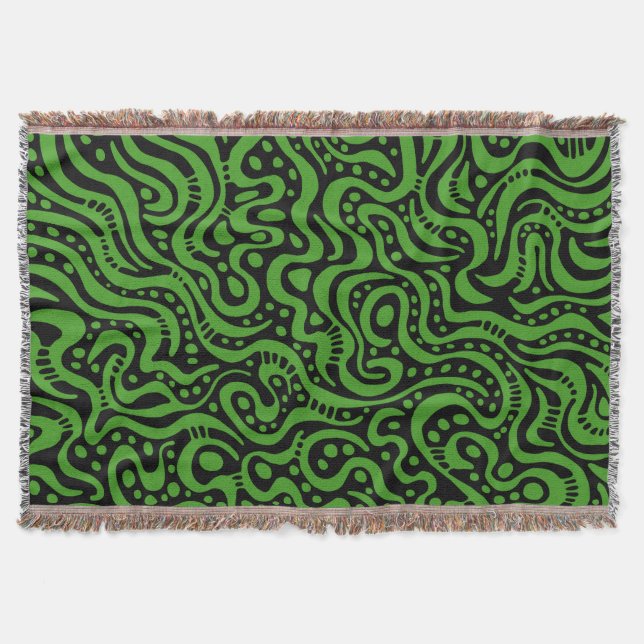 Manta Abstrato 041211 - Verde abacado com preto (Frente)