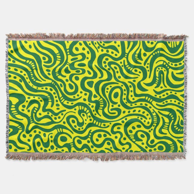 Manta Abstrato 041211 - Verde florestal com amarelo (Frente)