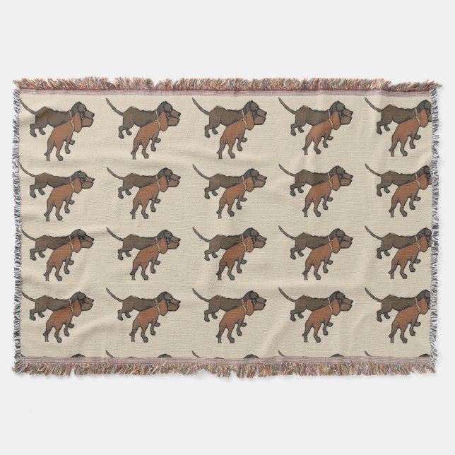 Manta Abstrato Dachshund em Brown (Frente)