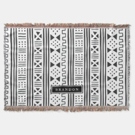 Manta Africano branco MudCloth do preto | inspirado