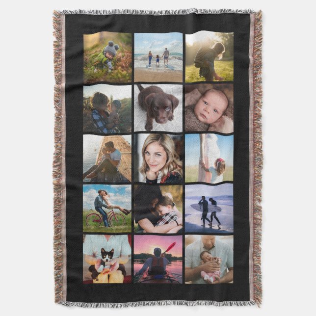 Manta Álbum de Colagem de Fotos Quadradas 15 Preto Lembr (Frente Vertical)