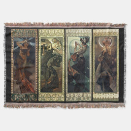 Manta Alphonse Mucha a lua e os tapetes das estrelas