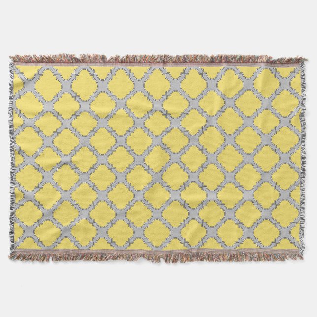 Manta Amarelo quatrefoil e cinza (Frente)