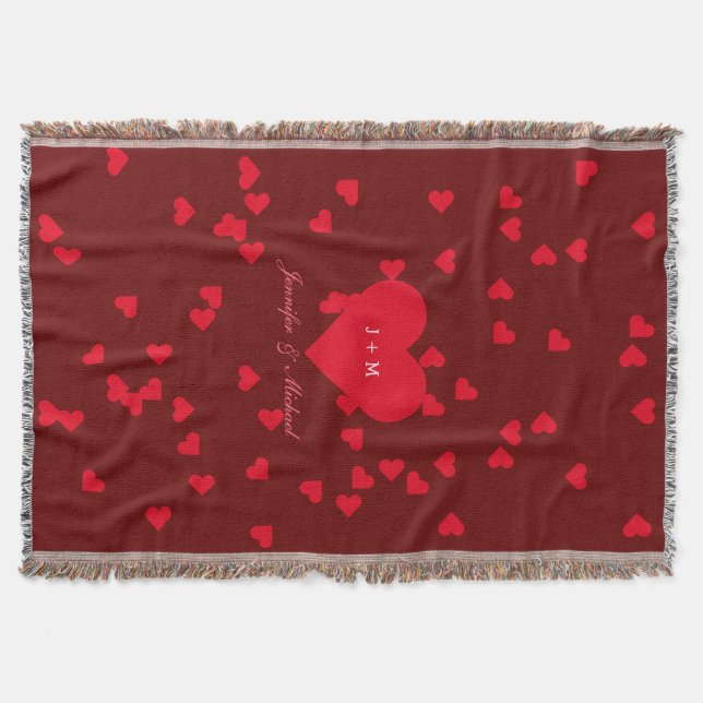 Manta Amor Corações Aniversário Noiva Casamento de Noite (Frente)