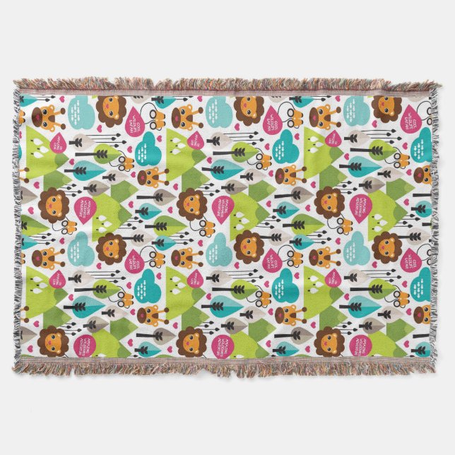 Manta animais selvagens retros do leão do safari dos (Frente)