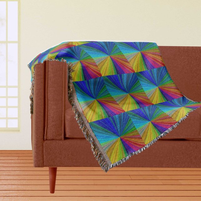 Manta Arco-Íris com gradação circular (Circular Gradient Rainbow Throw Blanket)