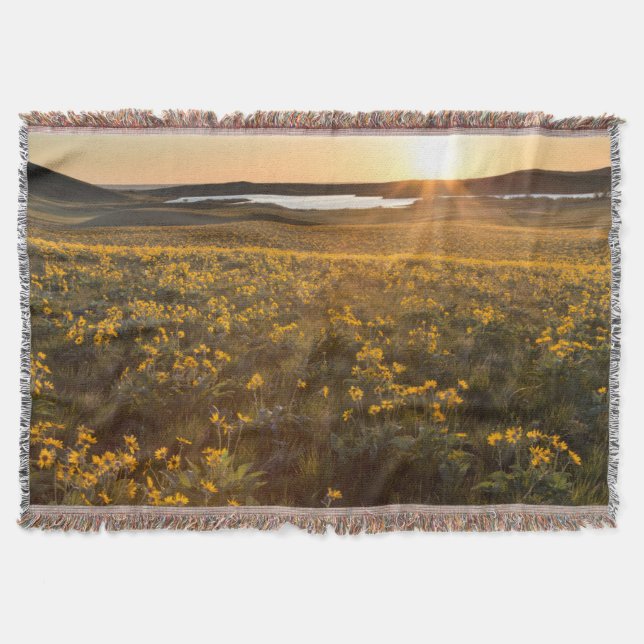 Manta Arranjo de Flores Silvestres de Balsamroot de Folh (Frente)