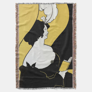 Manta Arte Antiga Modernista, Mulher Lendo um Livro Amar