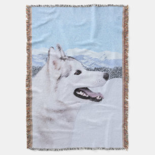 Manta Arte de Cão Siberiana (Prata e Branca)