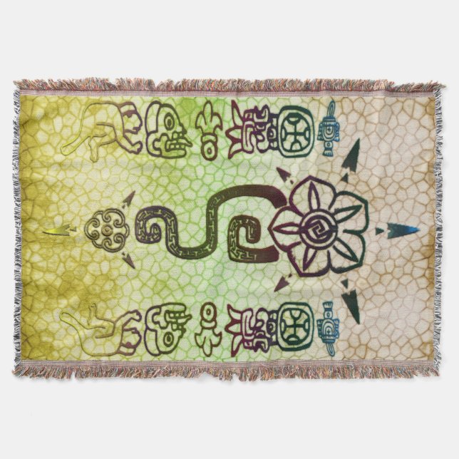 Manta Arte Folclórica Rústica AZTEC (Frente)