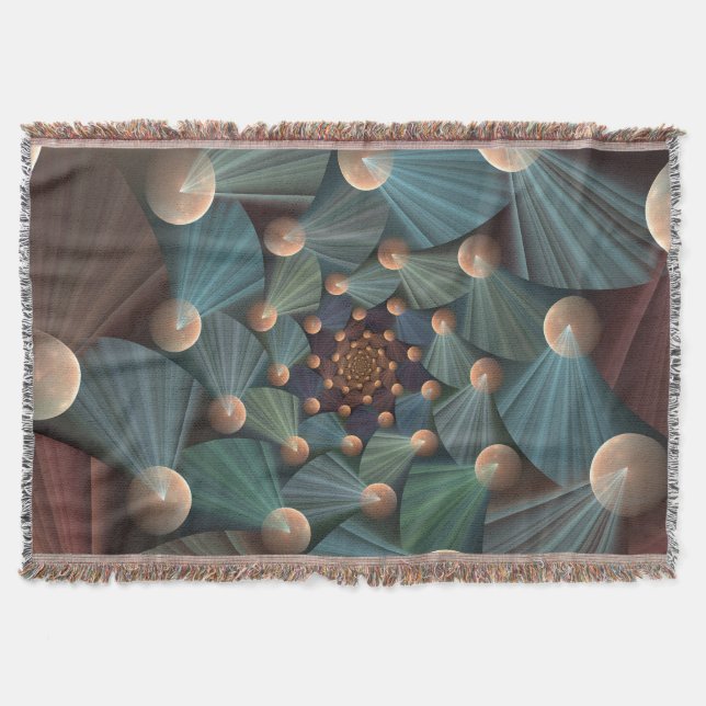 Manta Arte Fractal abstrato com Azul De Chapa Marrom Pro (Frente)