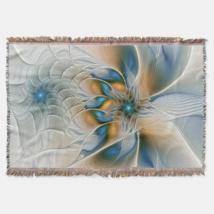 Manta Arte Fractal, Abstrato Fantasia, Com Azul