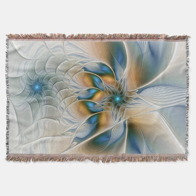 Manta Arte fractal de fantasia abstrata e elevada com az (Frente)