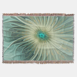 Manta Arte Fractal de Flor de Fantasia em Verde Sage Abs