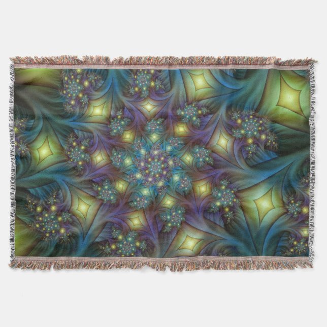 Manta Arte Fractal Roxa Roxa Abstrato brilhante iluminad (Frente)