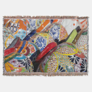 Manta Artéria tradicional colorida, pintada manualmente,