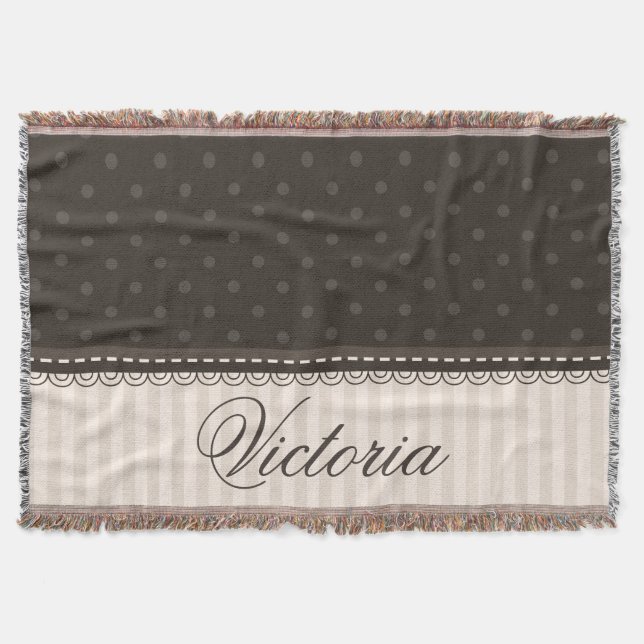 Manta As bolinhas bege de Brown do marfim elegante (Frente)