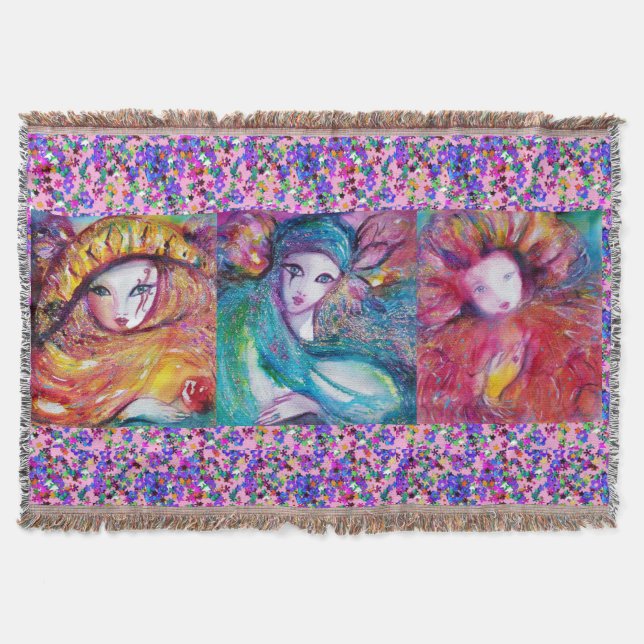 MANTA AZUL,VERMELHO,MÁSCARAS CARNIVAIS AMARELAS COM CONF (Frente)