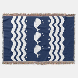 Manta Baleia branca de desenho animado em azul escuro