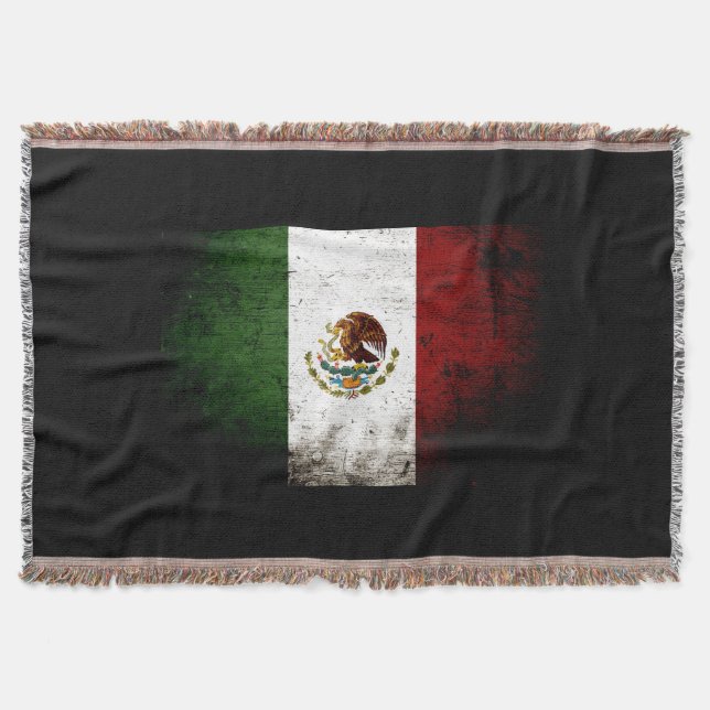 Manta Bandeira preta de México do Grunge (Frente)
