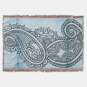 Manta Banheta Azul Mehndi Motif