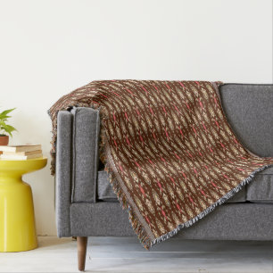 Manta Batik tribal - Brown, Tan e coral