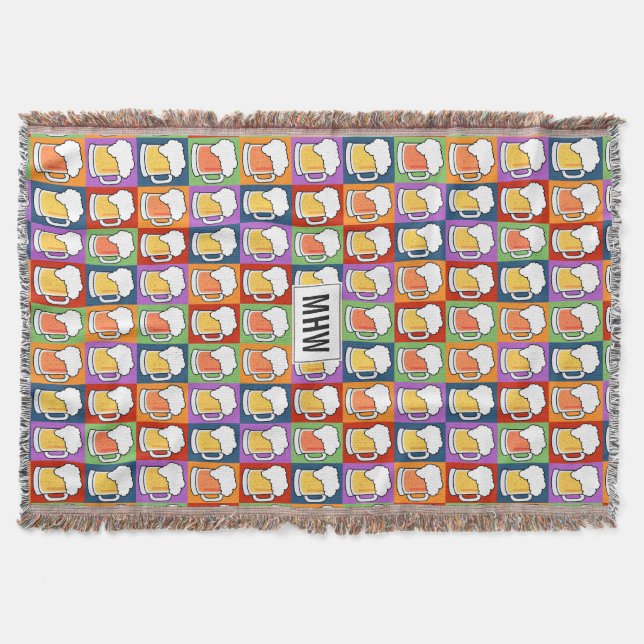 Manta BEER Pop Art personalizado monograma lança coberto (Frente)